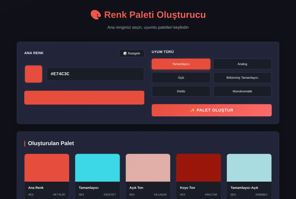 Renk Paleti Oluşturucu ve Uyum Aracı ekran görüntüsü 2
