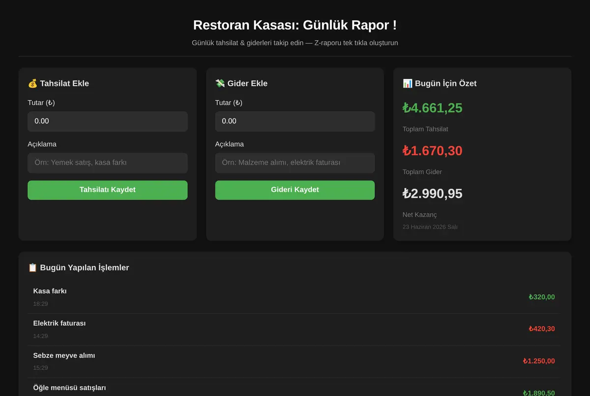 Restoran Kasası: Günlük Rapor! ekran görüntüsü 2
