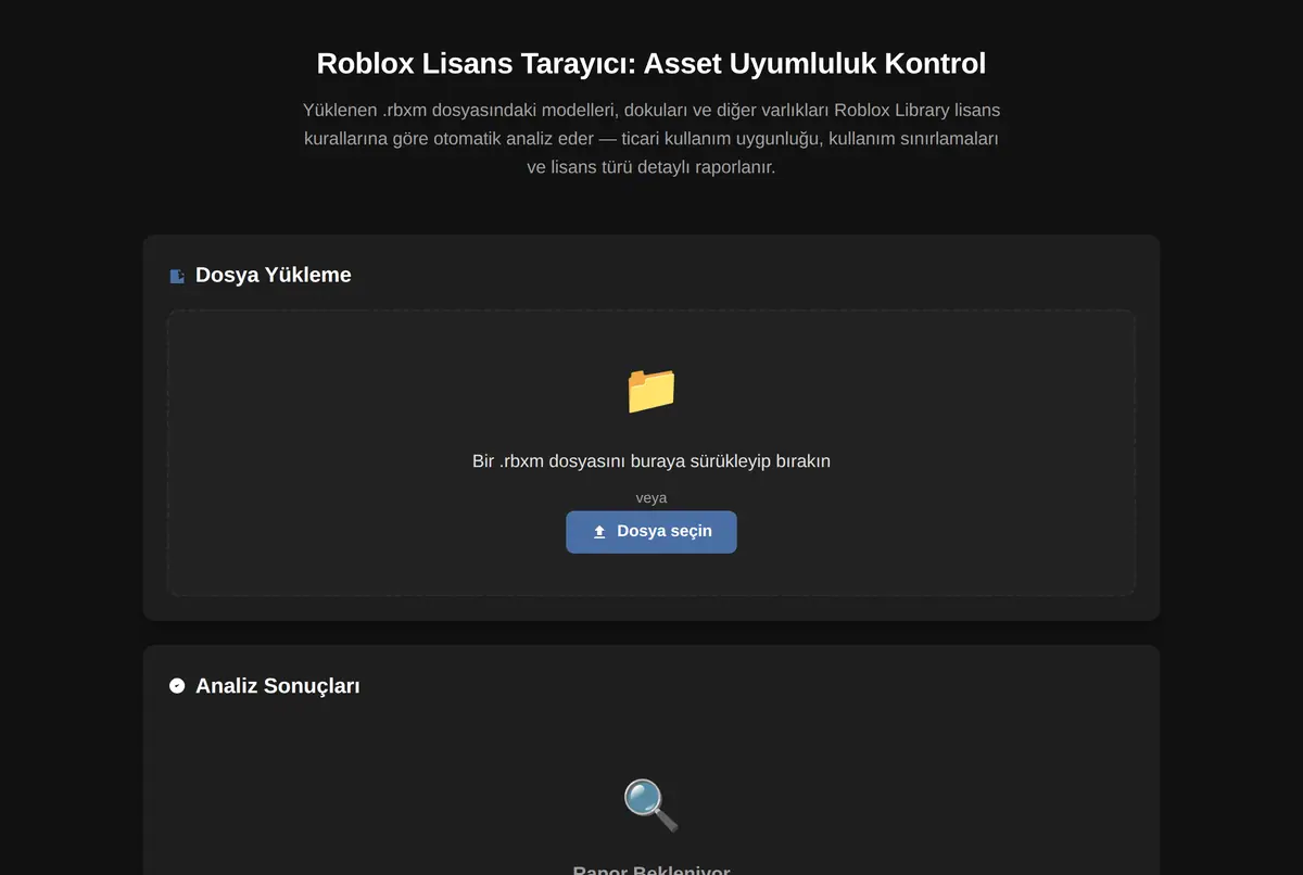 Roblox Lisans Tarayıcı: Asset Uyumluluk Kontrol ekran görüntüsü 2