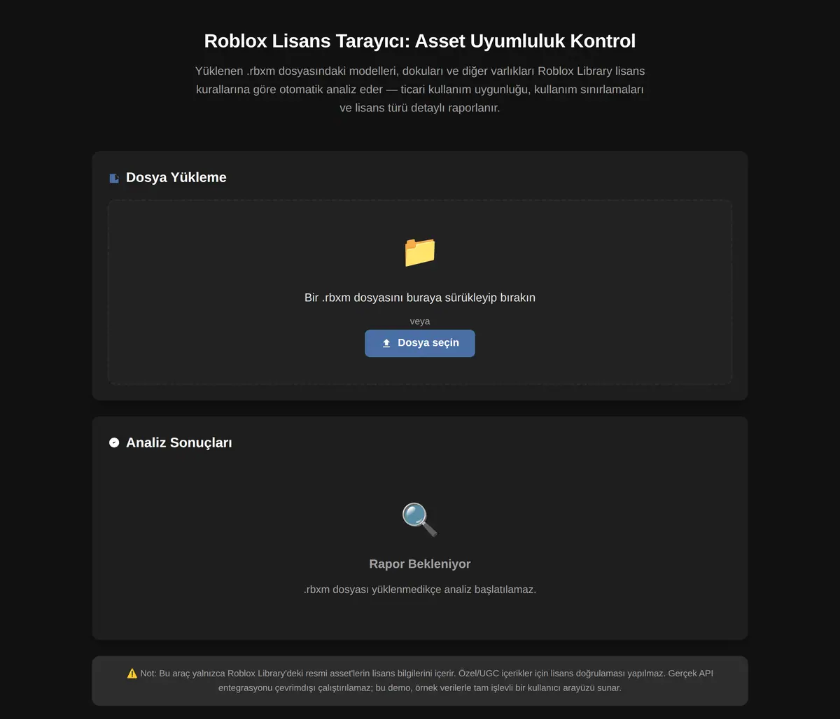 Roblox Lisans Tarayıcı: Asset Uyumluluk Kontrol ekran görüntüsü 3