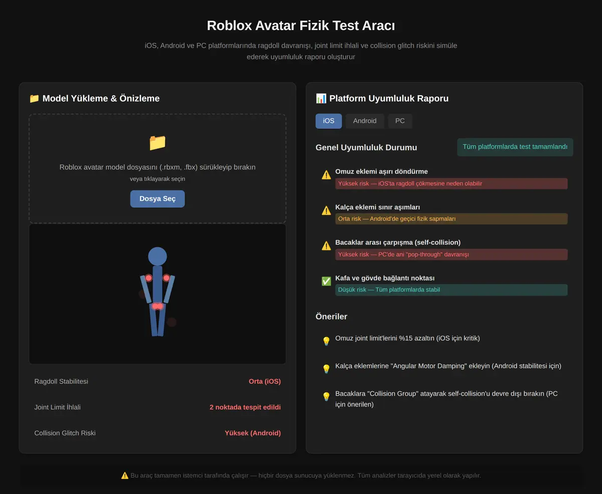Roblox Avatar Fizik Test Aracı ekran görüntüsü 3