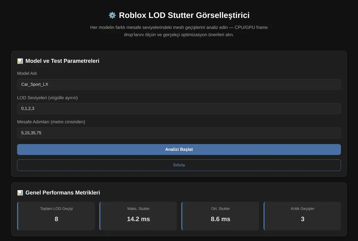 Roblox LOD Stutter Görselleştirici ekran görüntüsü 2