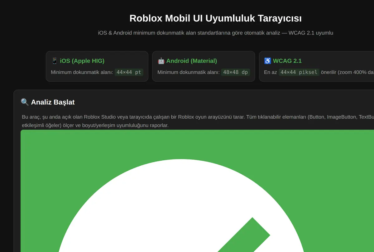 Roblox Mobil UI Uyumluluk Tarayıcısı ekran görüntüsü