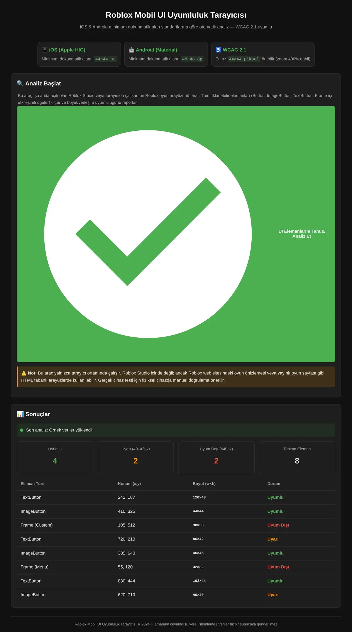 Roblox Mobil UI Uyumluluk Tarayıcısı ekran görüntüsü 3