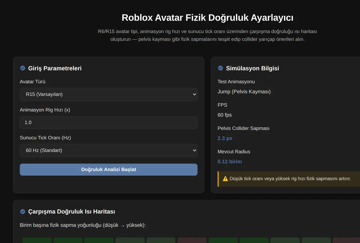 Roblox Avatar Fizik Doğruluk Ayarlayıcı ekran görüntüsü