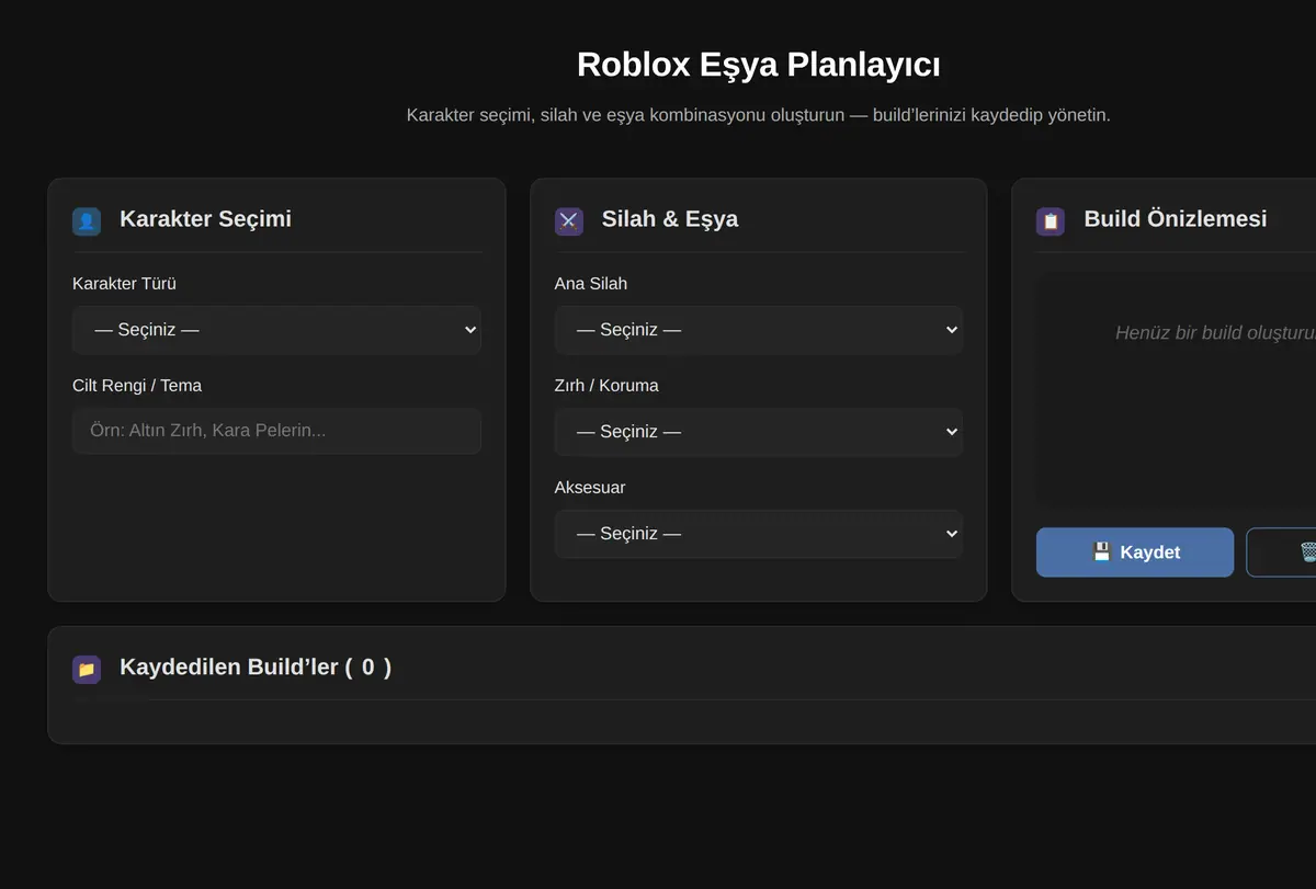 Roblox Eşya Planlayıcı - Build Tasarla & Kaydet ekran görüntüsü