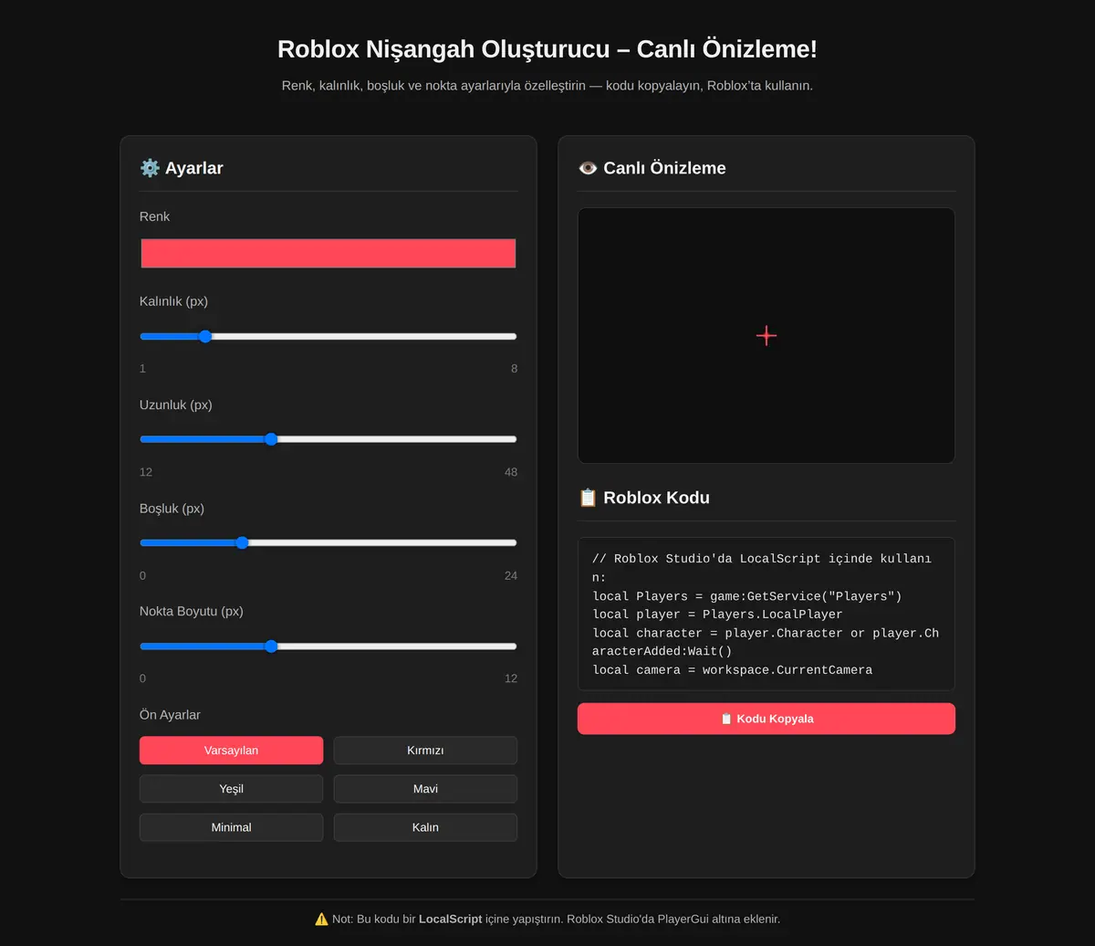 Roblox Nişangah Oluşturucu - Canlı Önizleme! ekran görüntüsü 3