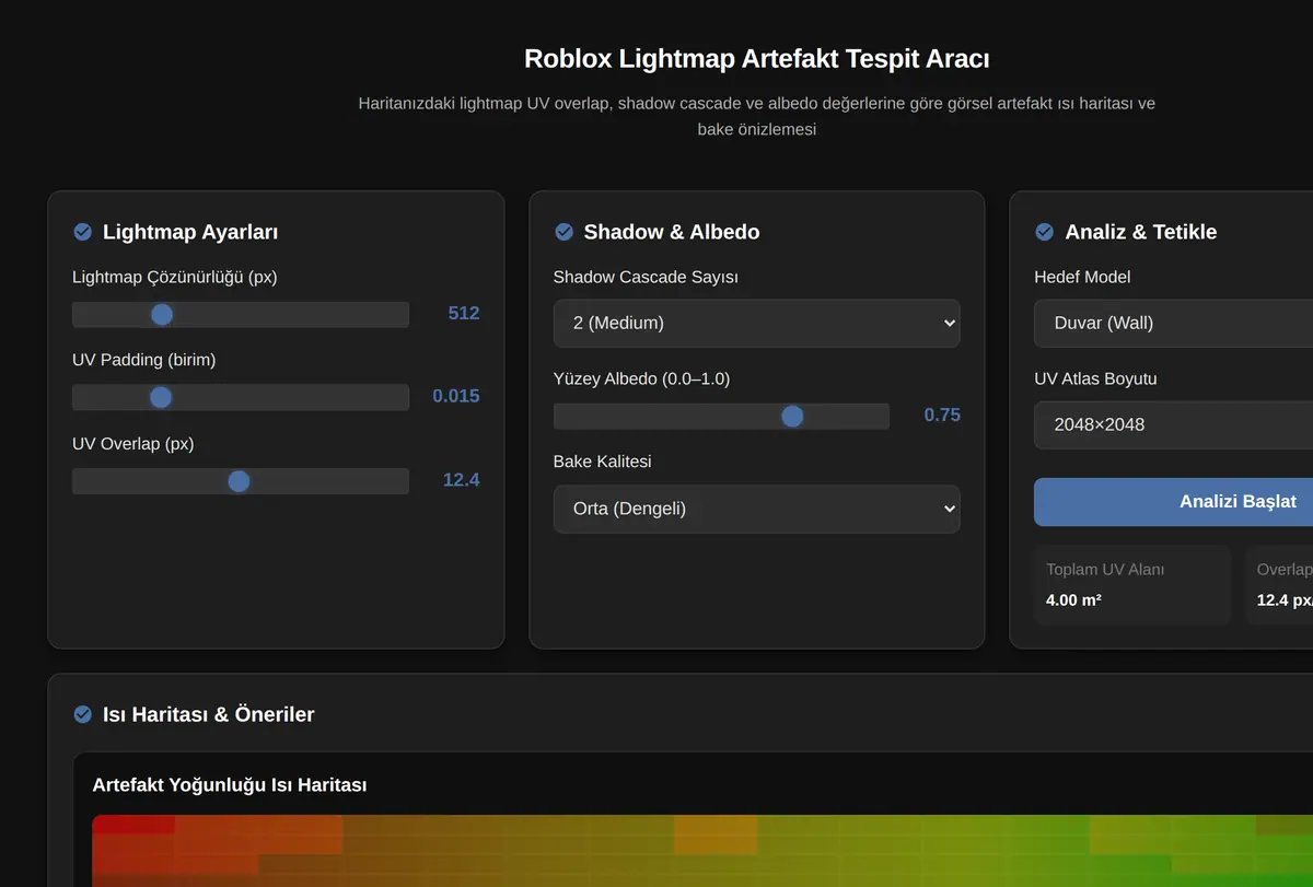 Roblox Lightmap Artefakt Tespit Aracı ekran görüntüsü