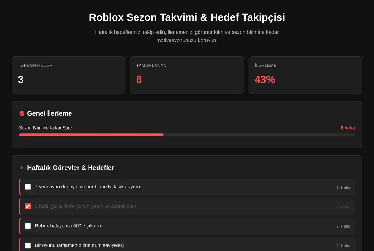 Roblox Sezon Takvimi & Hedef Takipçisi ekran görüntüsü 2
