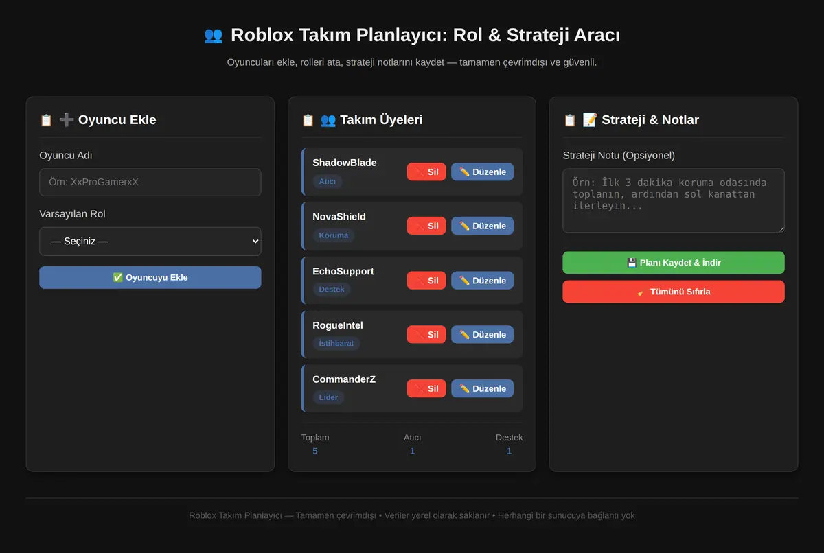 Roblox Takım Planlayıcı: Rol & Strateji Aracı ekran görüntüsü 3