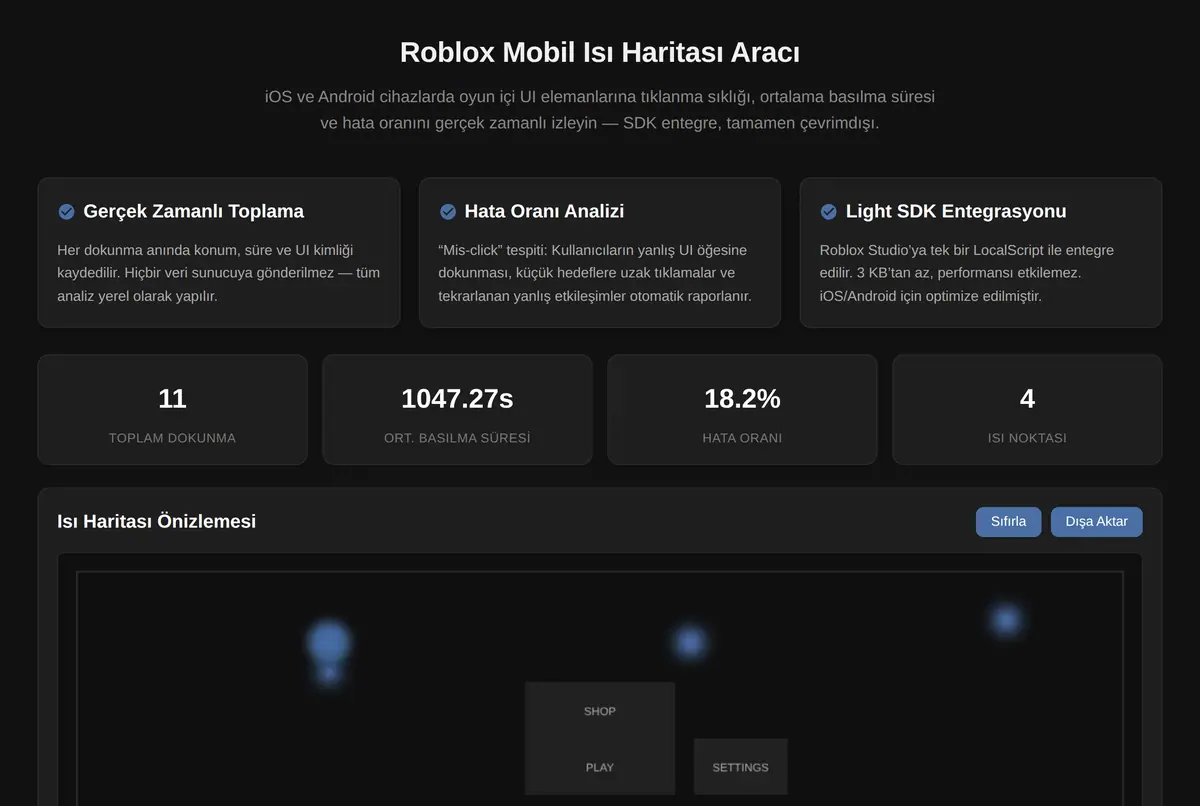 Roblox Mobil Isı Haritası Aracı ekran görüntüsü 2
