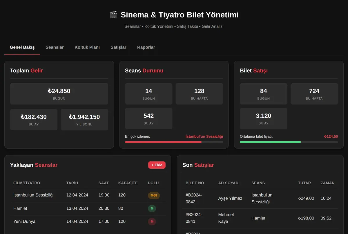 Sinema & Tiyatro Bilet Yönetimi ekran görüntüsü 2