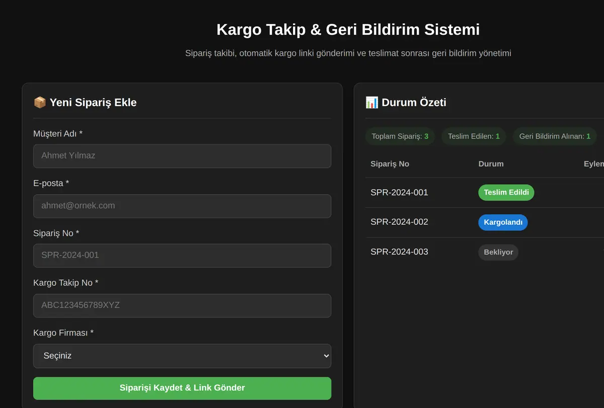 Kargo Takip & Geri Bildirim Sistemi ekran görüntüsü