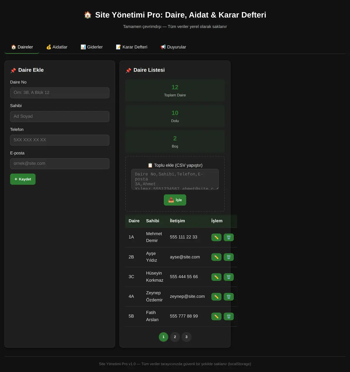 Site Yönetimi Pro: Daire, Aidat & Karar Defteri ekran görüntüsü 3
