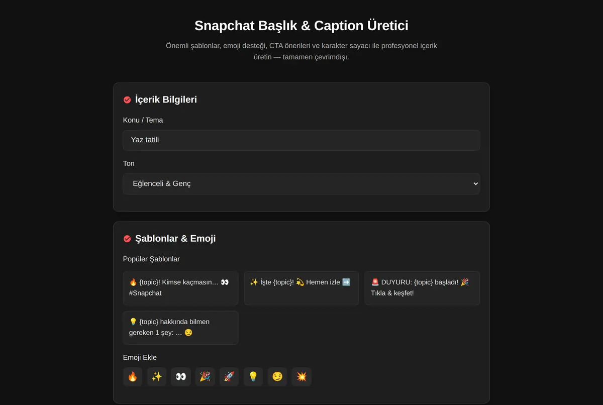 Snapchat Başlık & Caption Üretici ekran görüntüsü 2