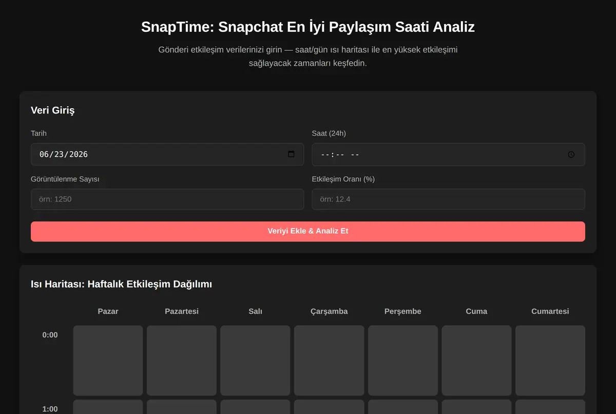 SnapTime: Snapchat En İyi Paylaşım Saati Analiz ekran görüntüsü 2