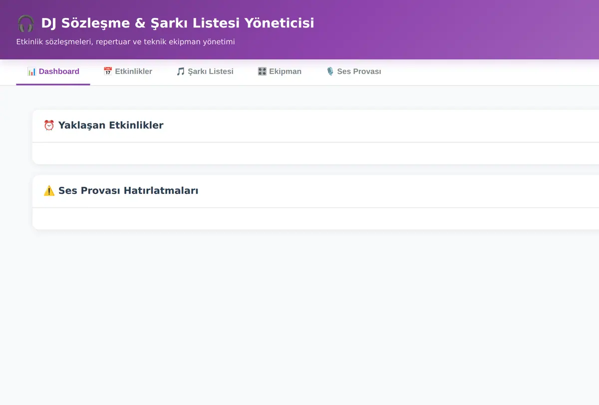 DJ Sözleşme & Şarkı Listesi Yöneticisi ekran görüntüsü