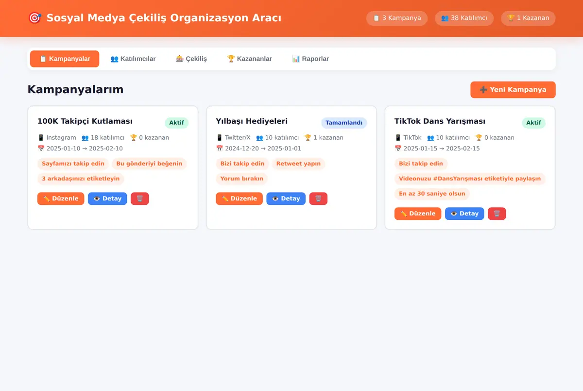 Sosyal Medya Çekiliş Organizasyon Aracı ekran görüntüsü 3