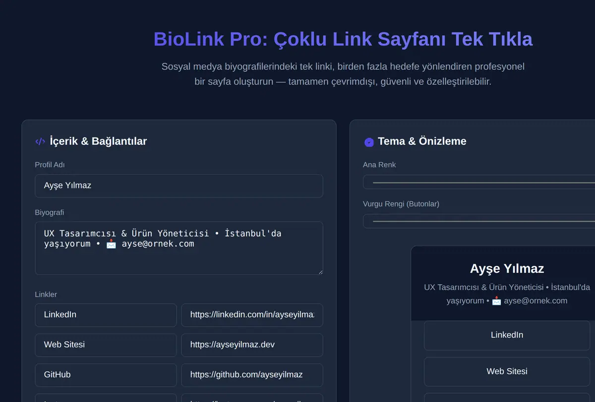 BioLink Pro: Çoklu Link Sayfanı Tek Tıkla ekran görüntüsü