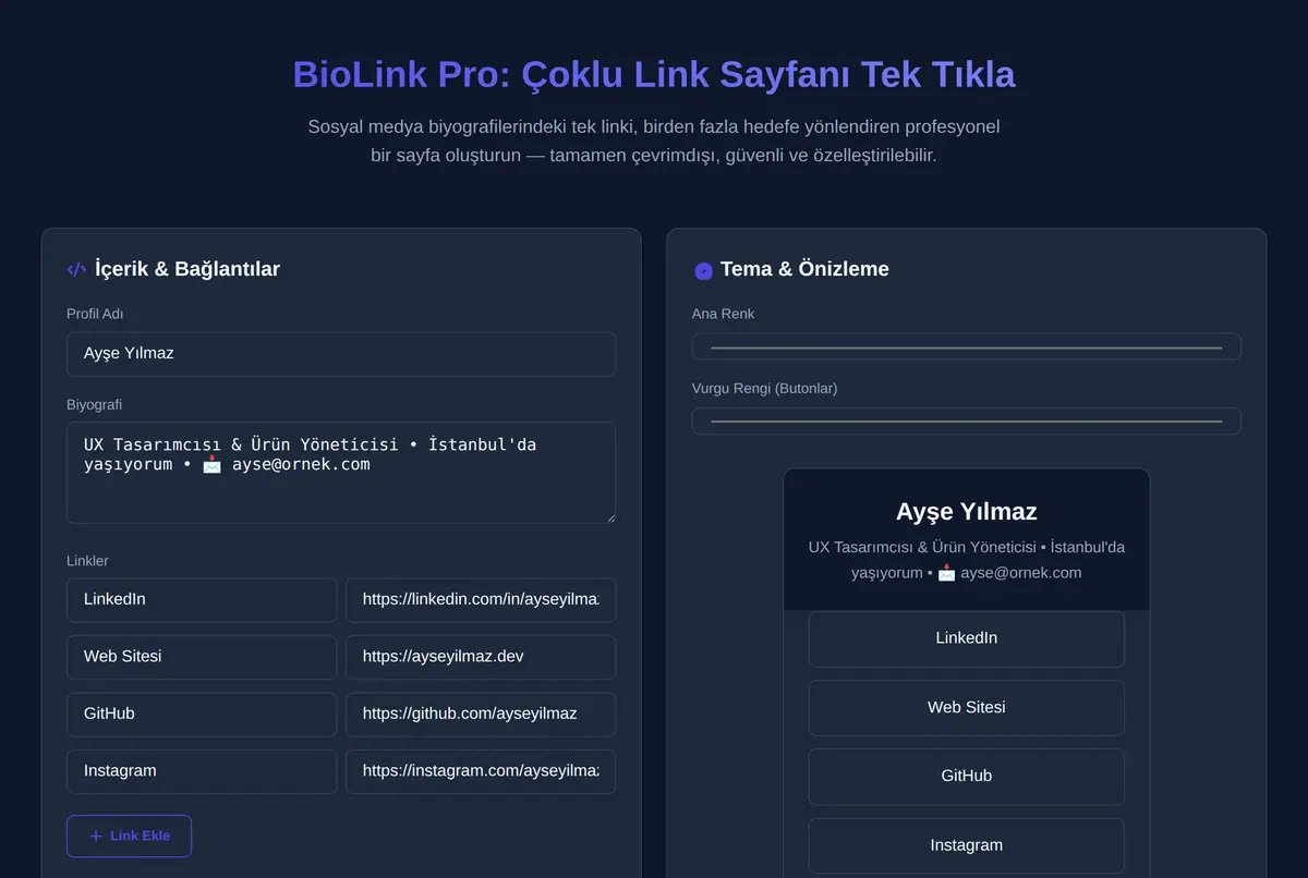 BioLink Pro: Çoklu Link Sayfanı Tek Tıkla ekran görüntüsü 2