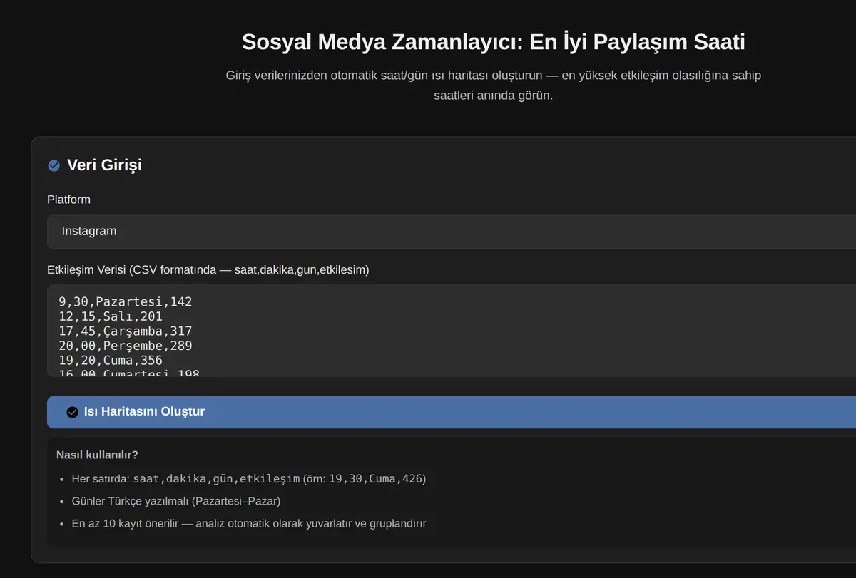 Sosyal Medya Zamanlayıcı: En İyi Paylaşım Saati ekran görüntüsü