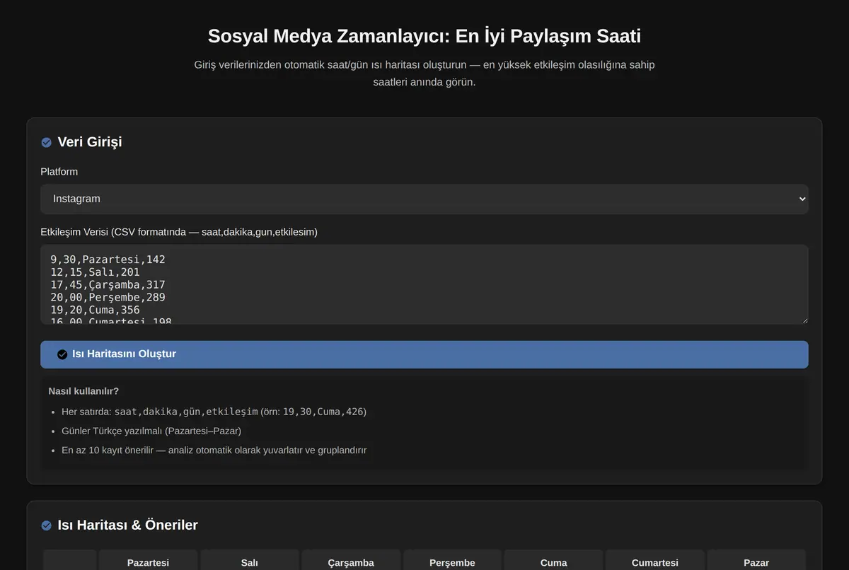 Sosyal Medya Zamanlayıcı: En İyi Paylaşım Saati ekran görüntüsü 2