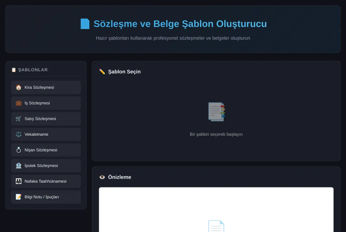 Sözleşme ve Belge Şablon Oluşturucu ekran görüntüsü 2