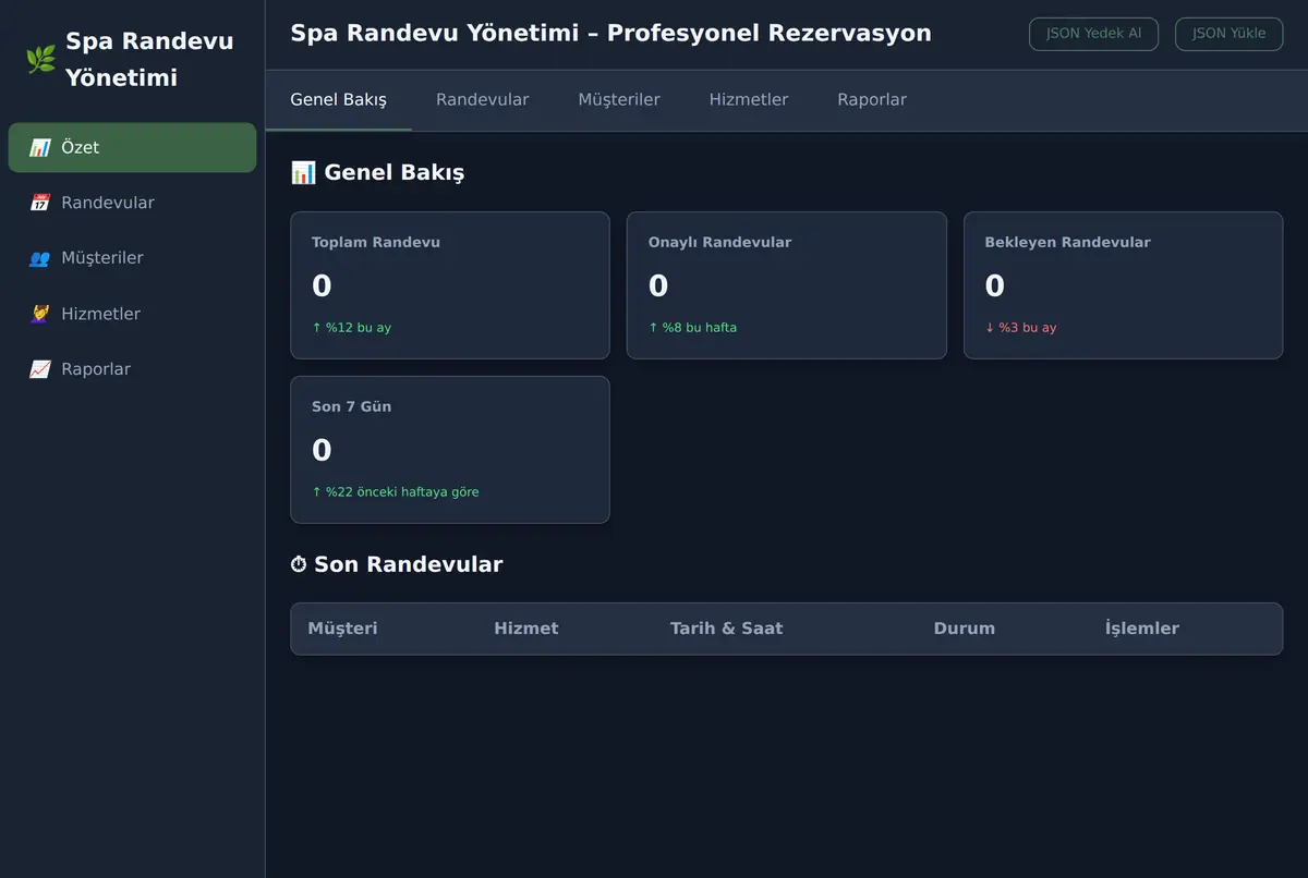 Spa Randevu Yönetimi - Profesyonel Rezervasyon ekran görüntüsü 2