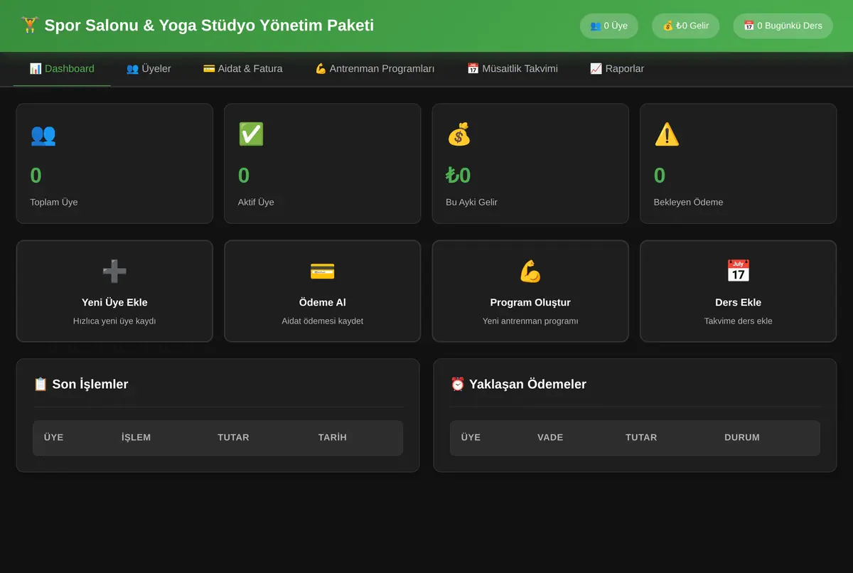 Spor Salonu & Yoga Stüdyo Yönetim Paketi ekran görüntüsü 3