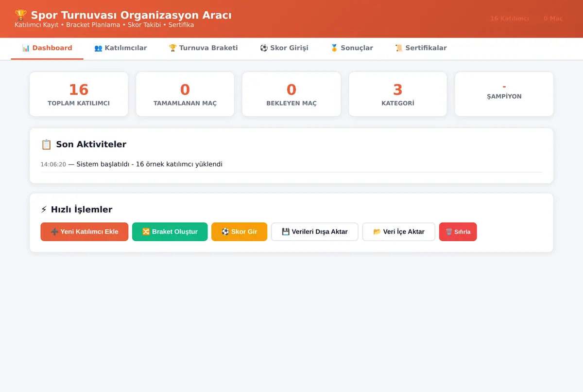 Spor Turnuvası Organizasyon Aracı - Offline ekran görüntüsü 2