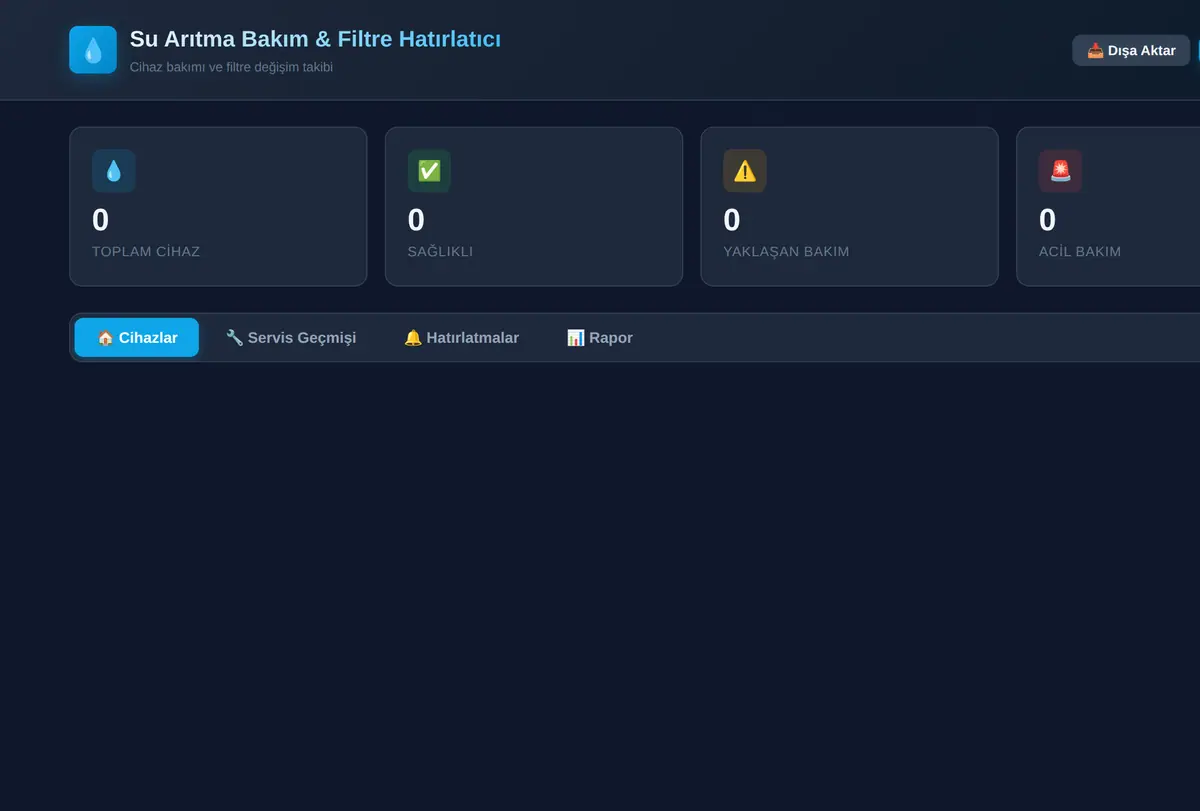 Su Arıtma Bakım & Filtre Hatırlatıcı ekran görüntüsü