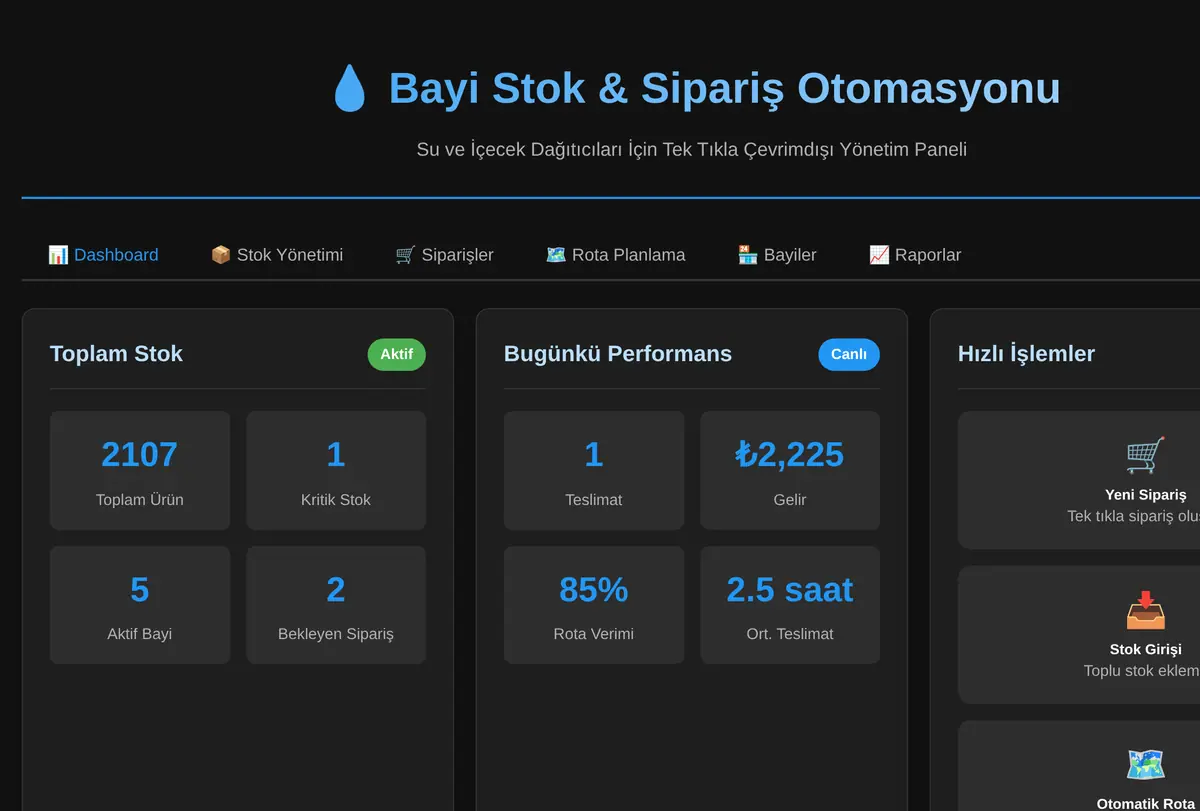 Bayi Stok & Sipariş Otomasyonu ekran görüntüsü