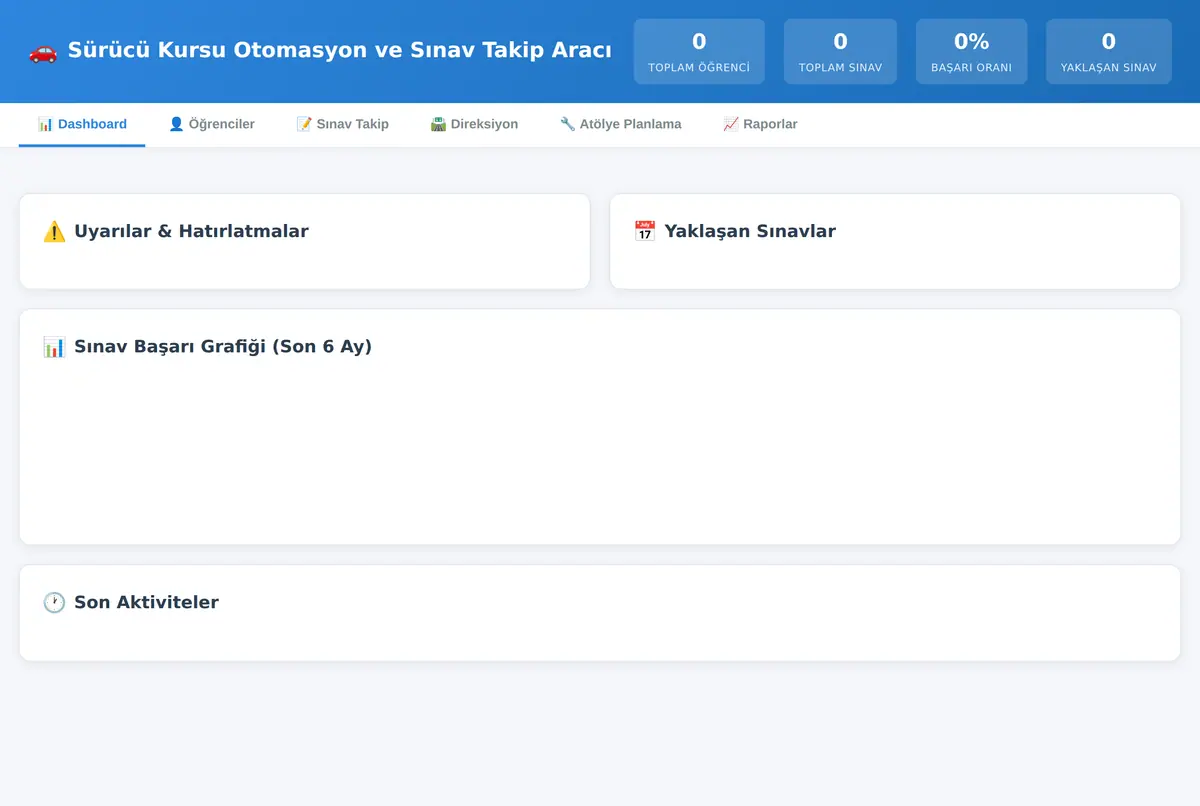 Sürücü Kursu Otomasyon ve Sınav Takip Aracı ekran görüntüsü 2
