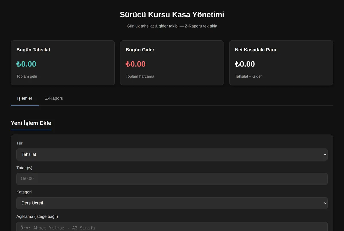 Sürücü Kursu Kasa Yönetimi ekran görüntüsü 2