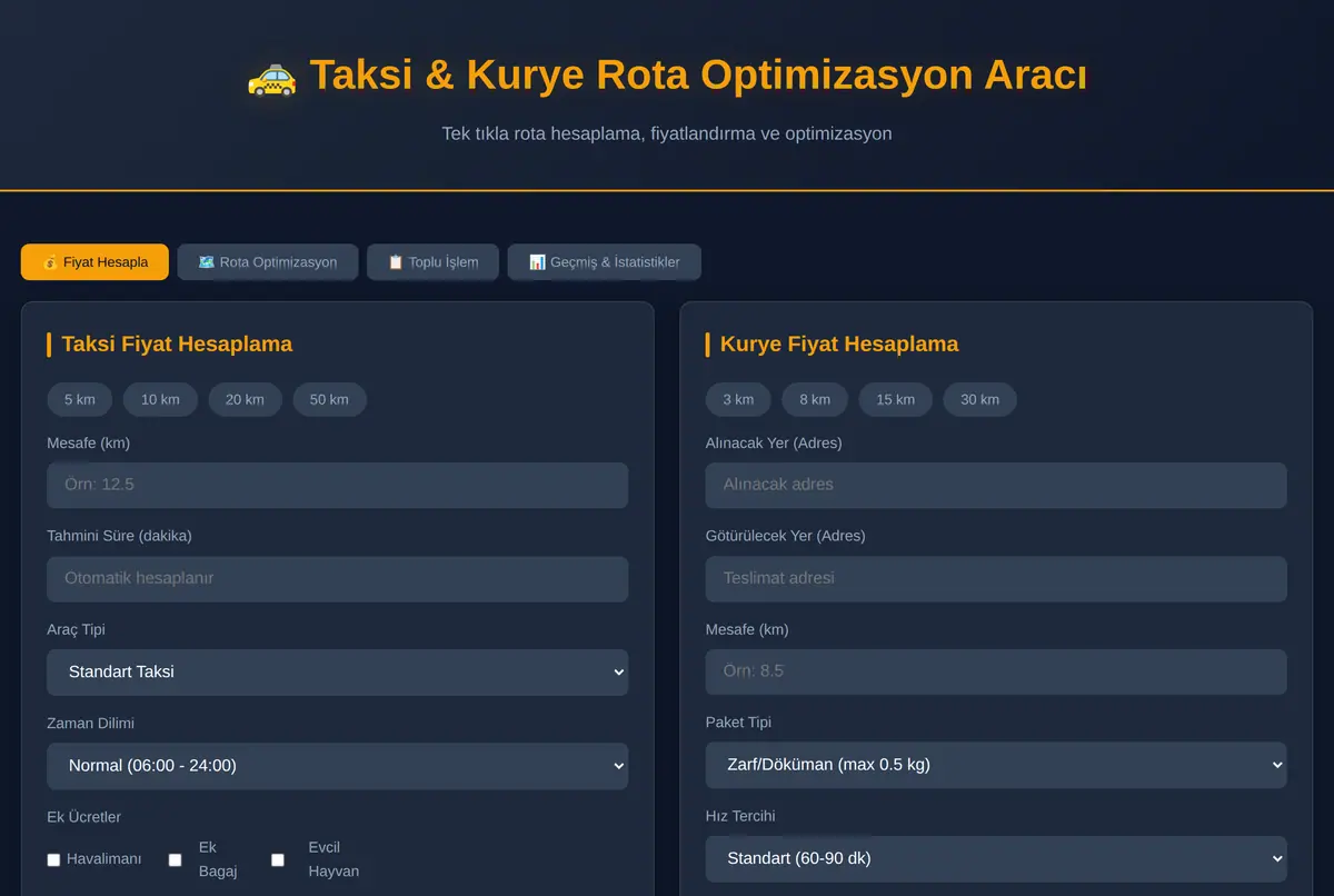 Taksi & Kurye Rota Optimizasyon Aracı ekran görüntüsü 2
