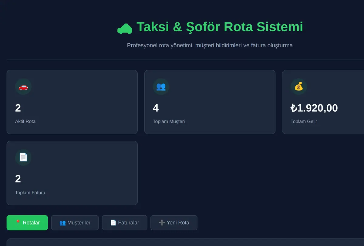 Taksi ve Şoförler İçin Profesyonel Rota & Fatura ekran görüntüsü