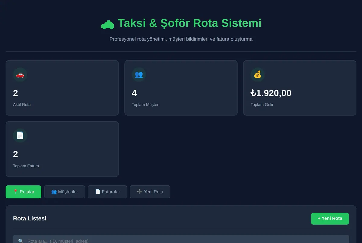 Taksi ve Şoförler İçin Profesyonel Rota & Fatura ekran görüntüsü 2
