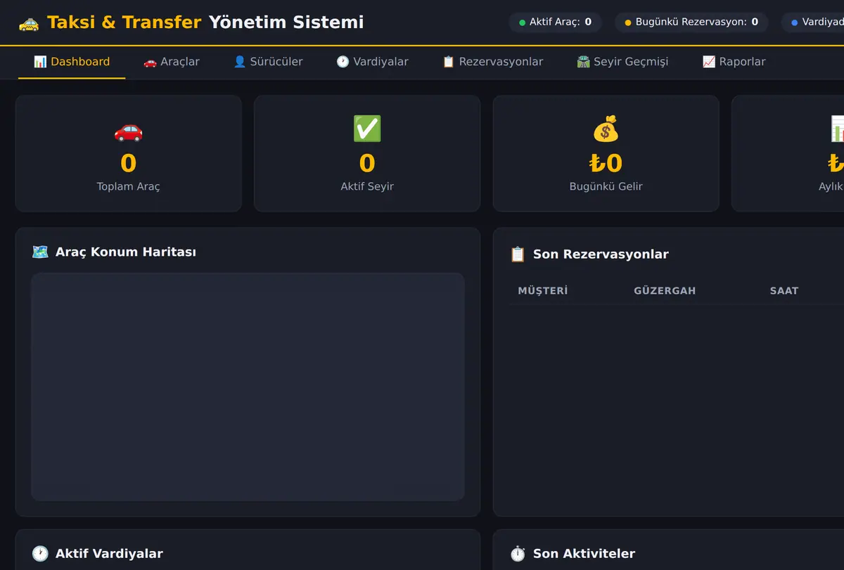 Taksi & Transfer Yönetim Sistemi ekran görüntüsü