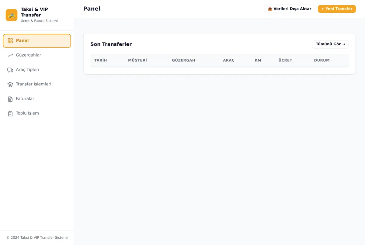 Taksi & VIP Transfer Ücret Hesaplama ve Fatura ekran görüntüsü 2
