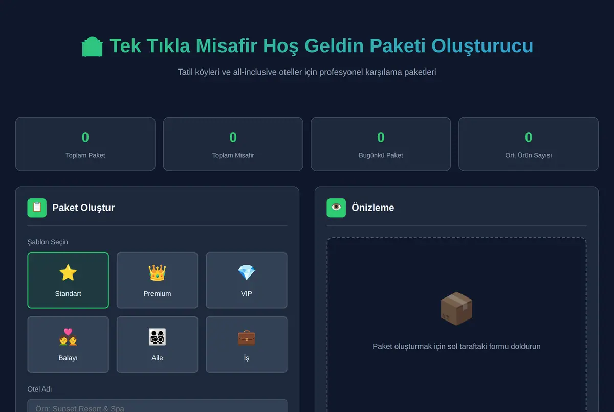 Tek Tıkla Misafir Hoş Geldin Paketi Oluşturucu ekran görüntüsü 2