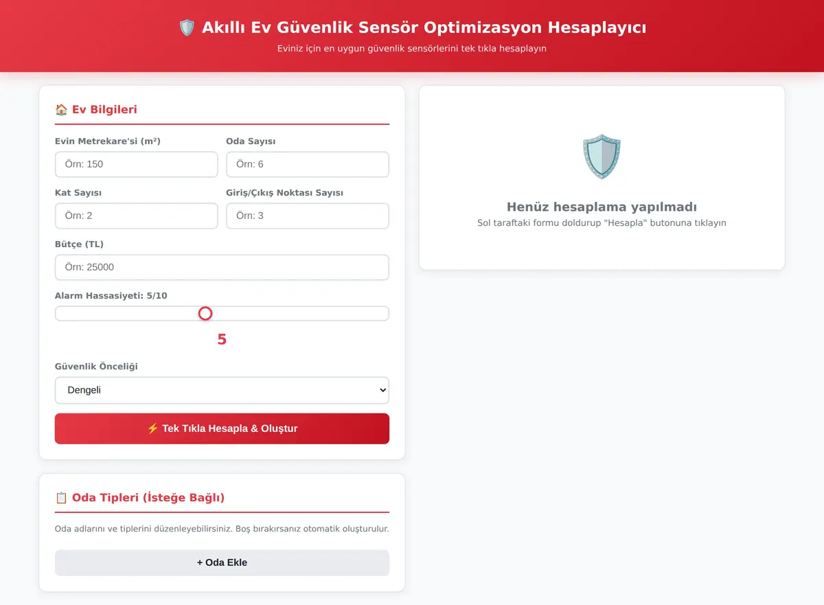 Akıllı Ev Güvenlik Sensör Optimizasyon Hesaplayıcı ekran görüntüsü 3