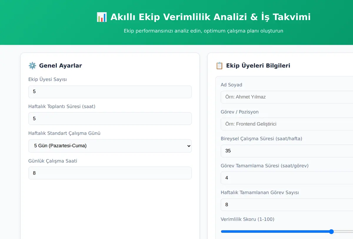 Akıllı Ekip Verimlilik Analizi & İş Takvimi ekran görüntüsü