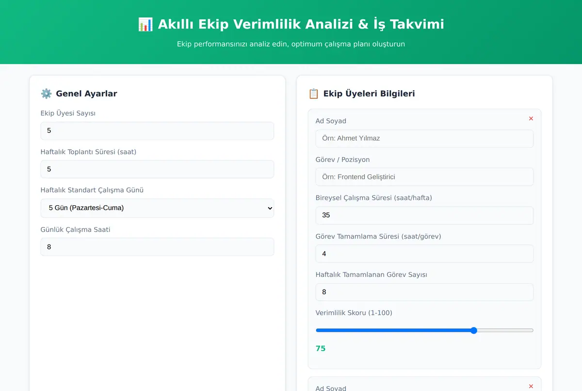 Akıllı Ekip Verimlilik Analizi & İş Takvimi ekran görüntüsü 2