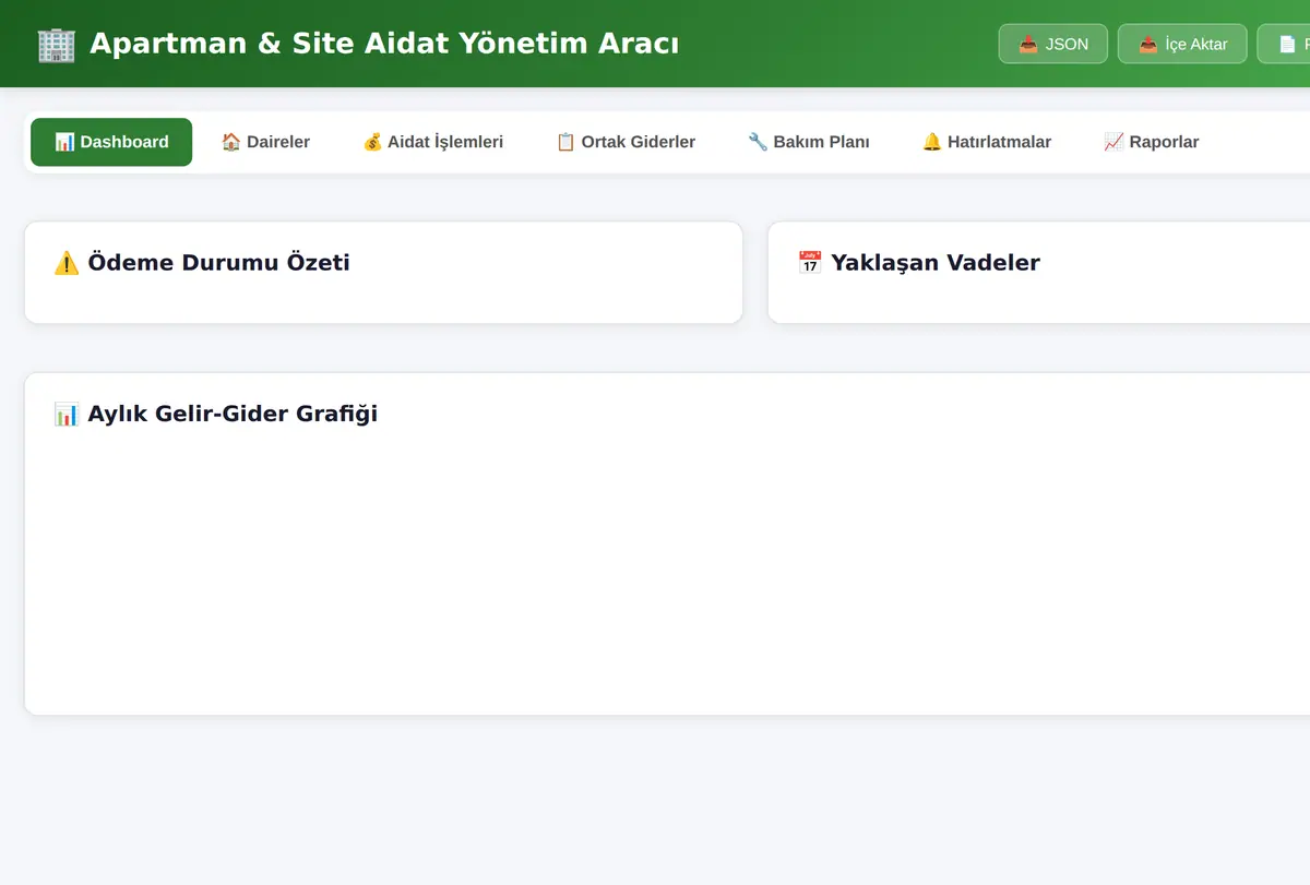 Aidat & Apartman Yönetim Defteri ekran görüntüsü