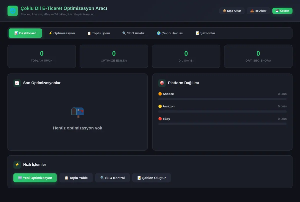 Çoklu Dil E-Ticaret Optimizasyon Aracı ekran görüntüsü 3