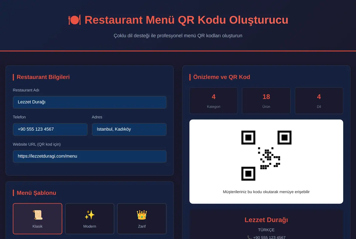 Restaurant Menü QR Kodu Oluşturucu ekran görüntüsü 2