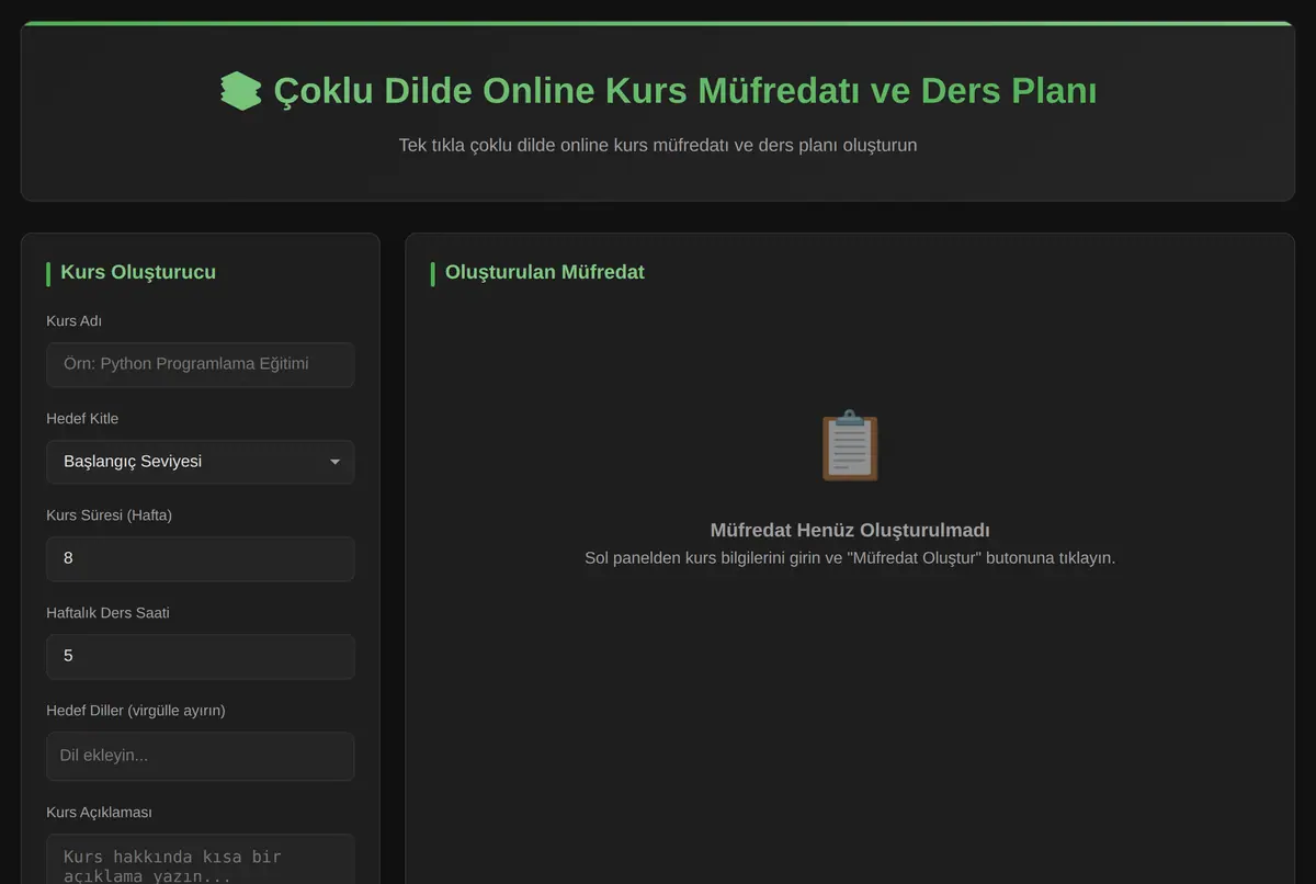 Çoklu Dilde Online Kurs Müfredatı ve Ders Planı ekran görüntüsü 2