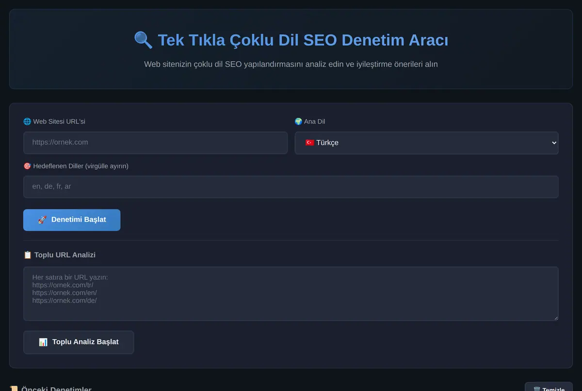 Tek Tıkla Çoklu Dil SEO Denetim Aracı ekran görüntüsü 2