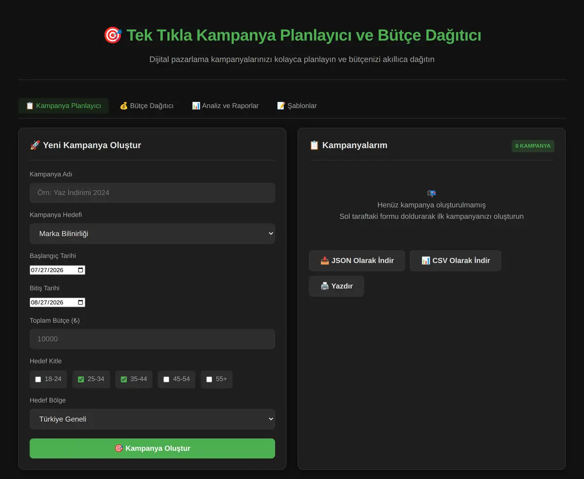Tek Tıkla Kampanya Planlayıcı ve Bütçe Dağıtıcı ekran görüntüsü 3