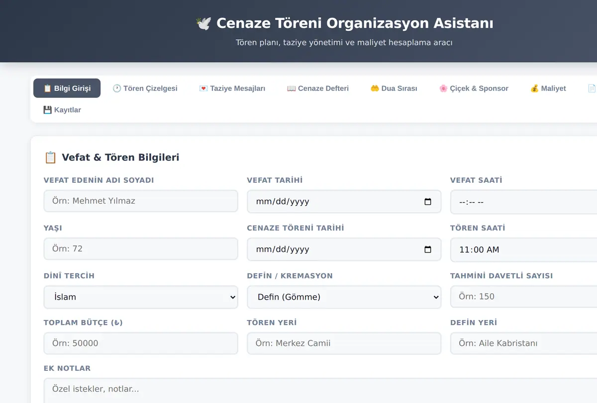 Cenaze Töreni Organizasyon Asistanı ekran görüntüsü